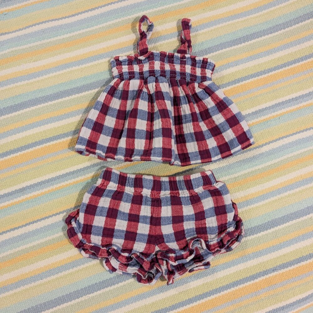 ⭐ Patriotic Cat & Jack Plaid Summer Set 12M